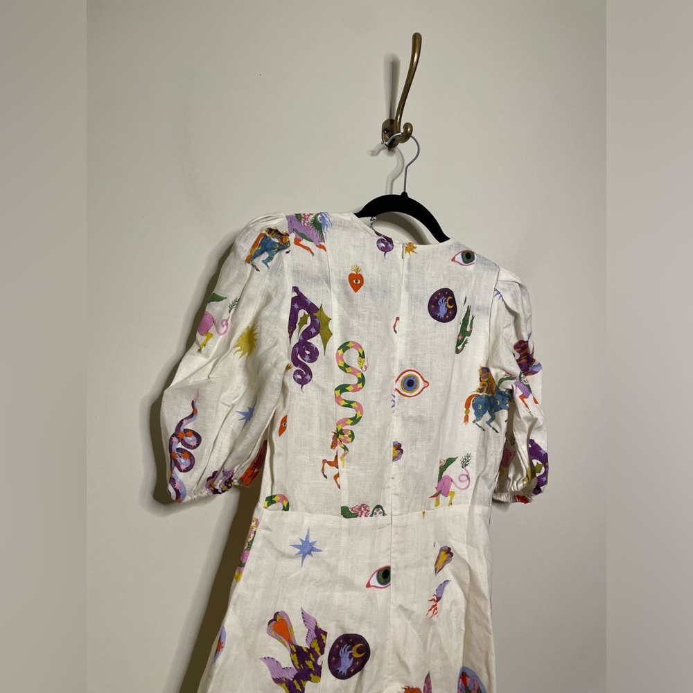 ALEMAIS Aether Abstract Print Linen Midi Dress - Picture 9 of 10